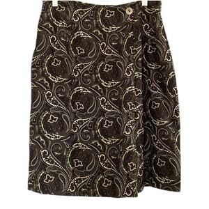 Jones New York VTG 100% Silk Mini Skirt Women's Size 10 Faux-Wrap Paisley